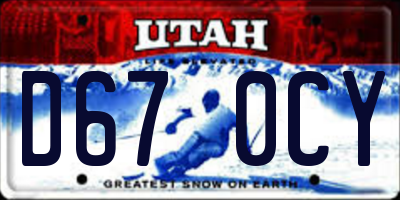 UT license plate D670CY