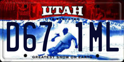 UT license plate D671ML