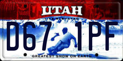 UT license plate D671PF