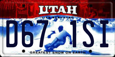 UT license plate D671SI