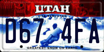 UT license plate D674FA