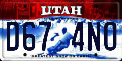 UT license plate D674NO