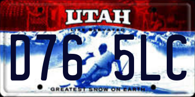 UT license plate D765LC