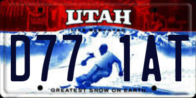 UT license plate D771AT