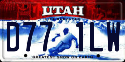 UT license plate D771LW
