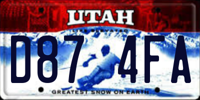 UT license plate D874FA