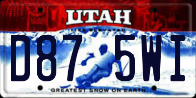 UT license plate D875WI