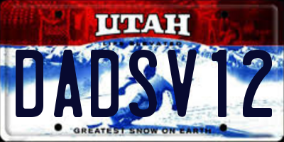 UT license plate DADSV12