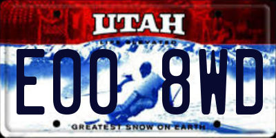 UT license plate E008WD