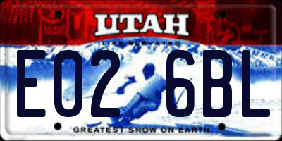 UT license plate E026BL