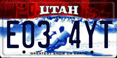 UT license plate E034YT