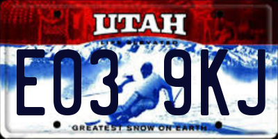 UT license plate E039KJ