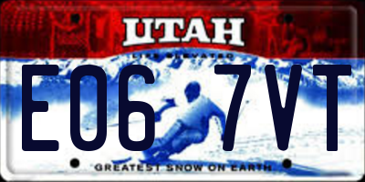 UT license plate E067VT