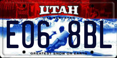 UT license plate E068BL