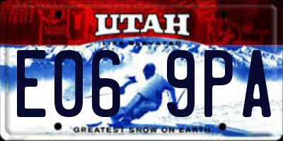 UT license plate E069PA