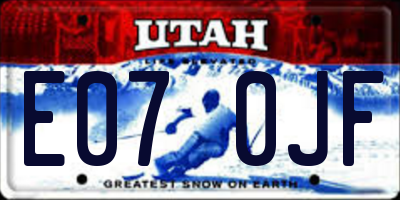 UT license plate E070JF