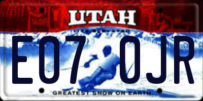 UT license plate E070JR