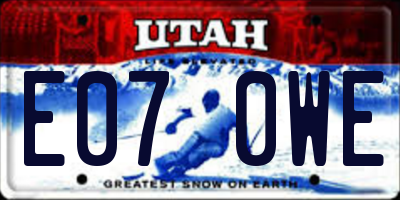 UT license plate E070WE