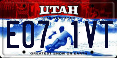 UT license plate E071VT