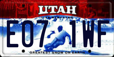 UT license plate E071WF