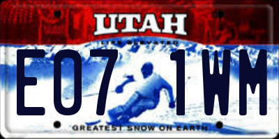 UT license plate E071WM