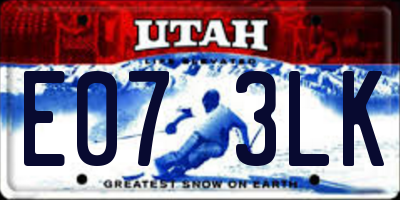UT license plate E073LK