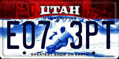 UT license plate E073PT