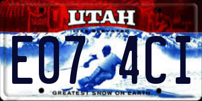 UT license plate E074CI