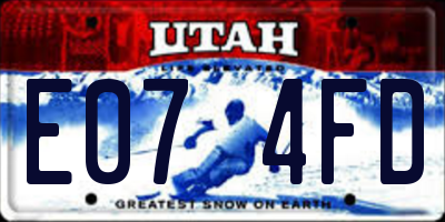 UT license plate E074FD
