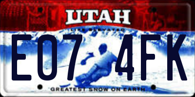 UT license plate E074FK