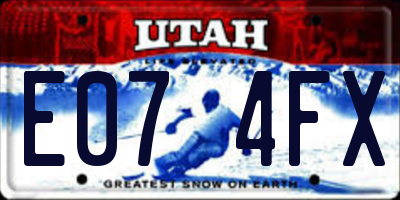 UT license plate E074FX