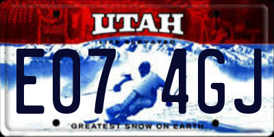 UT license plate E074GJ