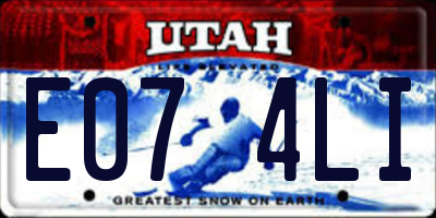 UT license plate E074LI