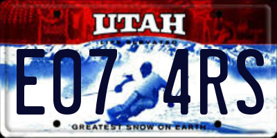 UT license plate E074RS