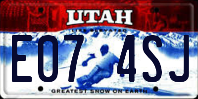 UT license plate E074SJ