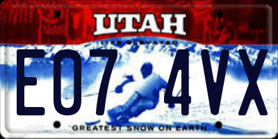 UT license plate E074VX