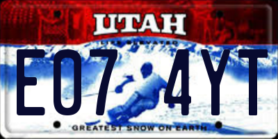 UT license plate E074YT