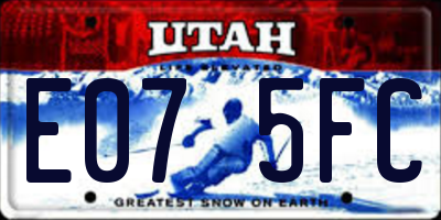 UT license plate E075FC