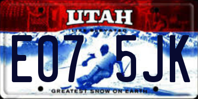 UT license plate E075JK