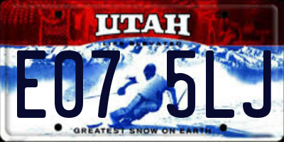 UT license plate E075LJ