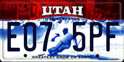 UT license plate E075PF