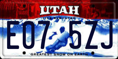 UT license plate E075ZJ