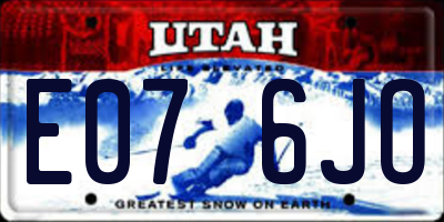 UT license plate E076JO