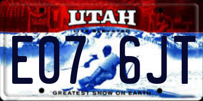 UT license plate E076JT