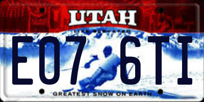 UT license plate E076TI