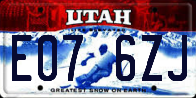 UT license plate E076ZJ