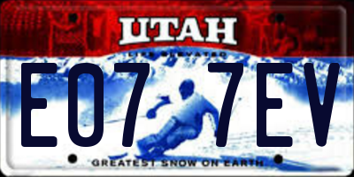 UT license plate E077EV