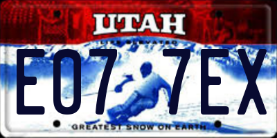 UT license plate E077EX