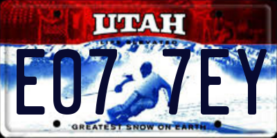 UT license plate E077EY