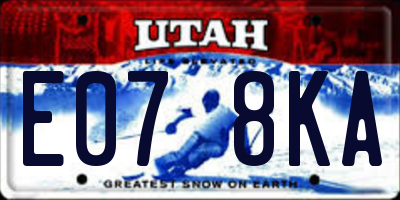 UT license plate E078KA